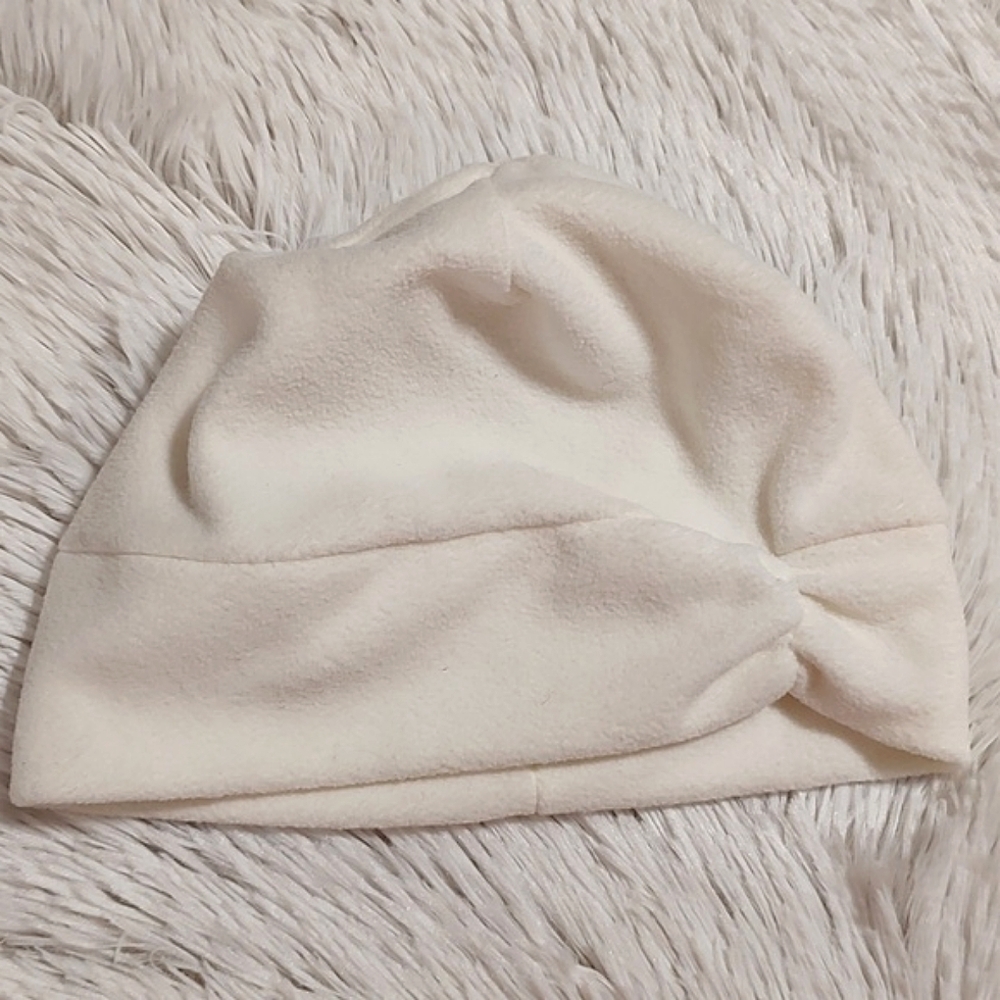 Lands' End Womens Fleece Winter Hat Cream Velvety Soft and Cozy Beanie One Size